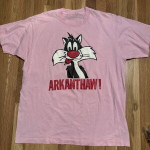 VGT Warner Brothers Sylvester Cat Shirt Pink Single Stitch Arkansas Arkanthaw M